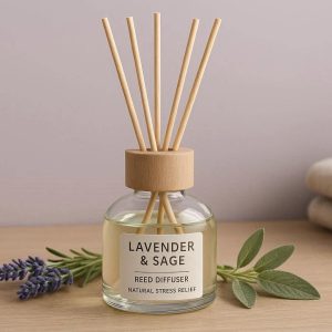 Calming Lavender And Sage Reed Diffuser For Bedroom Peace And Natural Stress Relief Support