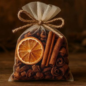 Aromatic Cinnamon And Orange Potpourri Bag For Rustic Home Styling And Natural Festive Fragrance