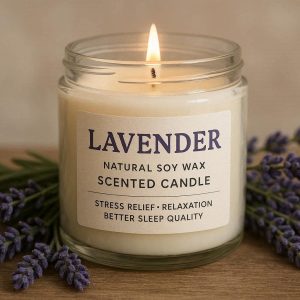 1 Natural Lavender Soy Wax Scented Candle For Home Stress Relief Relaxation And Better Sleep Quality
