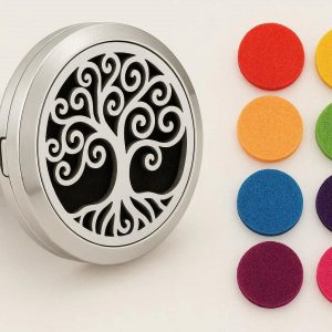 12 Universal Vent Clip Car Essential Oil Diffuser Stainless Steel Locket With Colorful Refill Pads