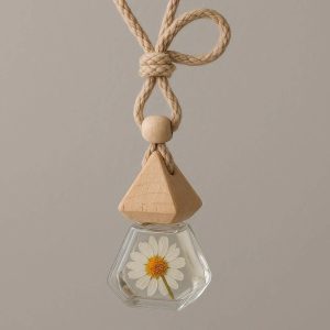 13 Hanging Glass Bottle Car Perfume Pendant With Adjustable String And Real Dried Flower Decor