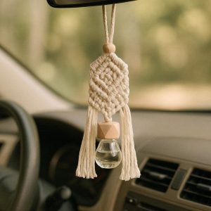 19 Handwoven Macrame Car Charm Essential Oil Diffuser For Boho Interior Styling And Calming Scenting