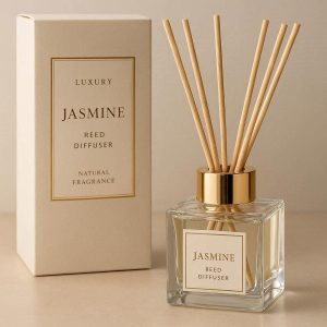 2 Luxury Jasmine Reed Diffuser Set With Natural Sticks For Long Lasting Home Fragrance And Decor