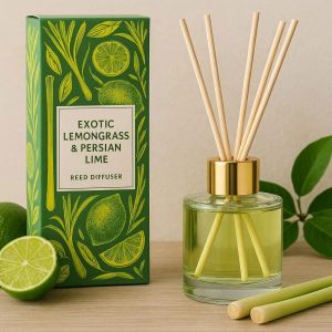 22 Exotic Lemongrass And Persian Lime Reed Diffuser Set For Kitchen Refreshment And Energy Boosting