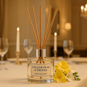 24 English Pear And Freesia Reed Diffuser For Elegant Dining Room Ambiance And Floral Freshness